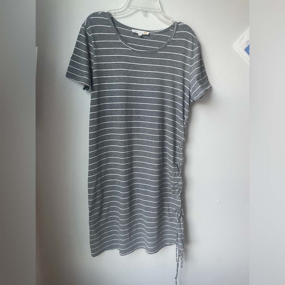 Cute stripped gray and white dress